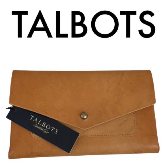 Talbots Handbags - TALBOTS TAN LEATHER CLUTCH WALLET